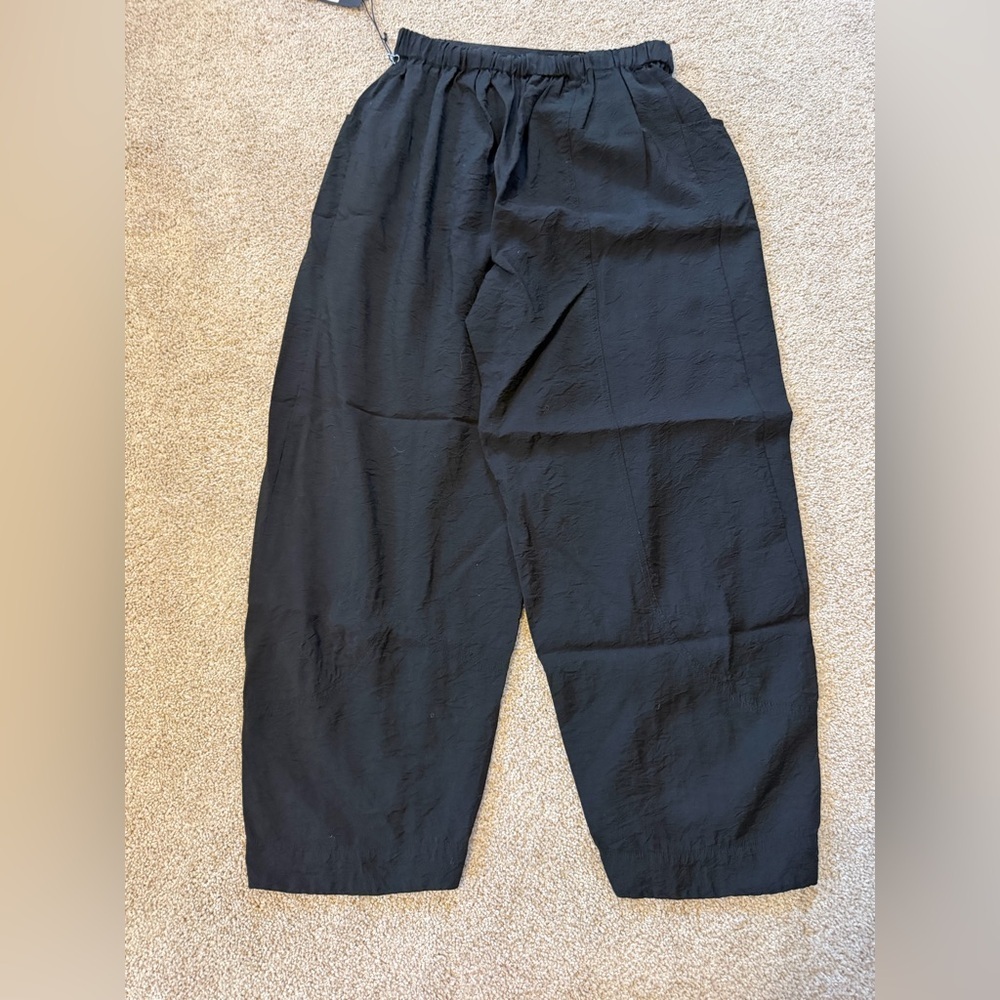 Liv By Habitat Rayon Crinkle Solid Seamed Lantern Pant Black Boho Lagenlook S - Picture 2 of 2